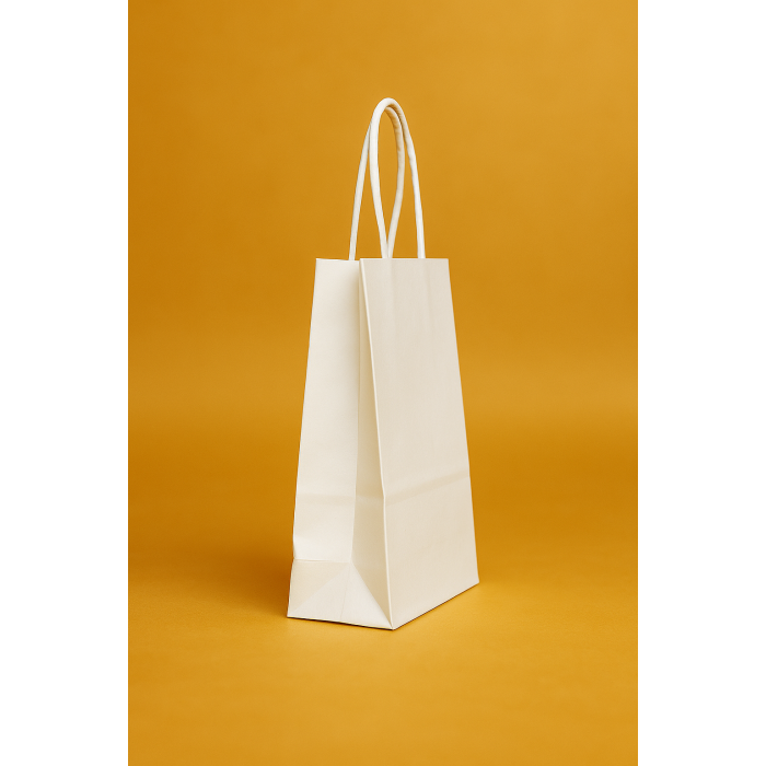 Torba Kraft z Twoim logo, kolor biały, 15x24 cm, skręcony uchwyt