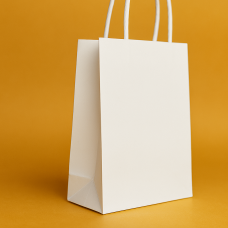 Крафт Пакет З Вашим Логотипом Білого Кольору 15х24cм Кручена ручка