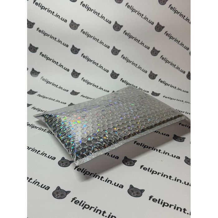 Бандерольний конверт 23×18 см Срібний Голографічний глянцевий