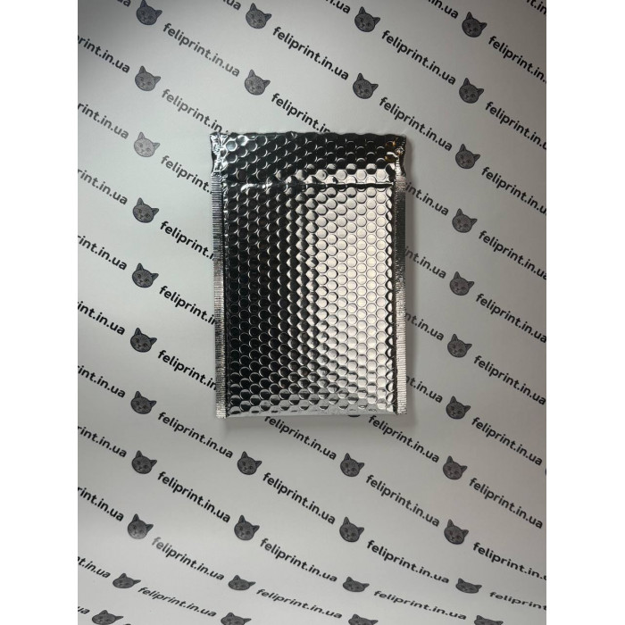 Бандерольний конверт 23×18 см Срібний глянцевий