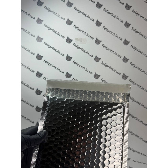 Бандерольний конверт 23×18 см Срібний глянцевий