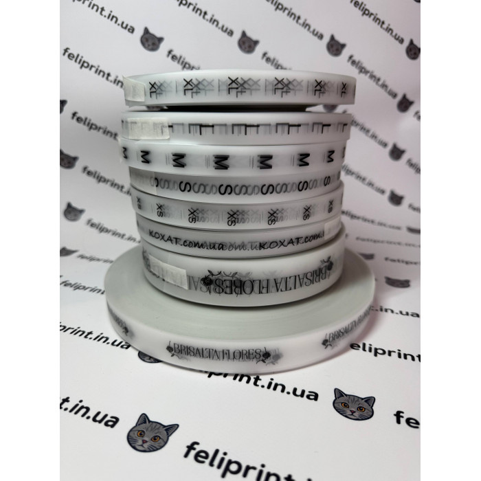 Біла напівпрозора силіконова стрічка для маркування одягу xs\s\m\l\xl 15 мм шириною