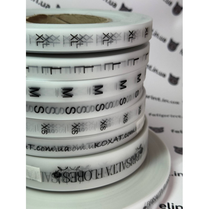 Біла напівпрозора силіконова стрічка для маркування одягу xs\s\m\l\xl 25 мм шириною