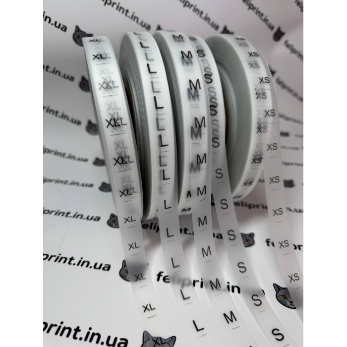 Біла напівпрозора силіконова стрічка для маркування одягу xs\s\m\l\xl 30 мм шириною