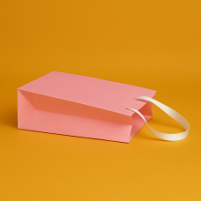 Пакет ламінований 15х20х8см РОЖЕВИЙ з шнурком або атласною стрічкою та логотипом