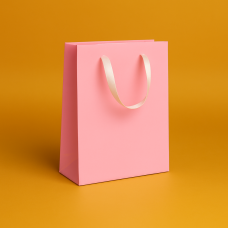 Пакет ламінований 15х20х8см РОЖЕВИЙ з шнурком або атласною стрічкою та логотипом