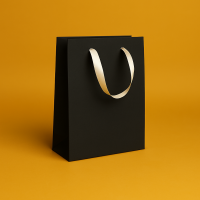 Пакет ламинированный 16х22х6см ЧЕРНЫЙ со шнурком или атласной лентой и логотипом