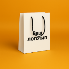 Пакет ламінований 16х22х6см БІЛИЙ з шнурком або атласною стрічкою та логотипом