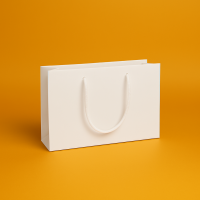 Torba laminowana 23x15x8cm BIAŁA z białym sznurkiem i logo