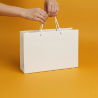 Torba laminowana 23x15x8cm BIAŁA z białym sznurkiem i logo