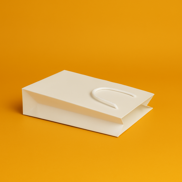 Torba laminowana 25x35x9cm BIAŁA z białym sznurkiem i logo