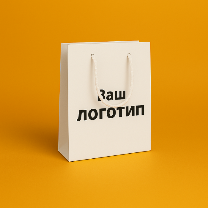 Torba laminowana 25x35x9cm BIAŁA z białym sznurkiem i logo