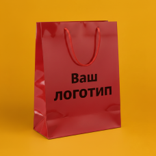 Пакет ламінований 25х35х9см ЧЕРВОНИЙ зі шнурком та логотипом
