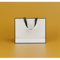 Пакет ламинированный 40х30х12см БЕЛЫЙ с кантом атласной лентой и логотипом