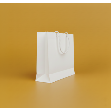 Пакет ламінований 60х48х18см БІЛИЙ з білим шнурком та логотипом
