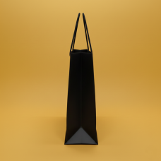 Пакет ламінований 35х25х9см ЧОРНИЙ з чорним шнурком та логотипом