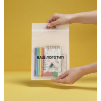 Матовый пакет SLIDER с белым замком 230х300мм С ручкой и Логотипом