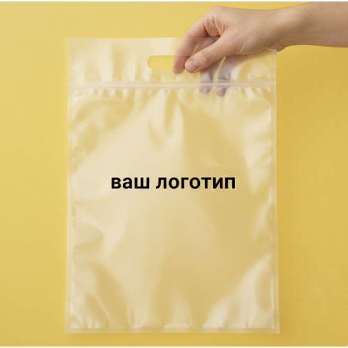 Зіп-пакет Прозорий Матовий 28х42см з ручкою та Вашим Логотипом