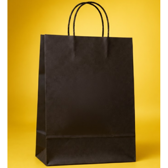 Крафт Пакет З Вашим Логотипом Чорного Кольору 15х24cм Кручена ручка 