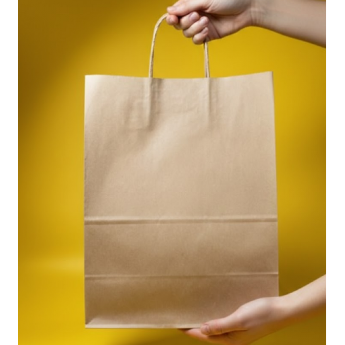 Крафт Пакет З Вашим Логотипом Бурого Кольору 19х28cм Кручена ручка 