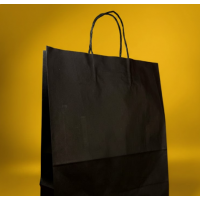 Крафт Пакет С Вашим Логотипом Черного Цвета 19х28cм Крученая ручка