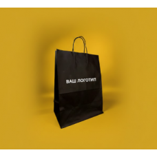 Крафт Пакет З Вашим Логотипом Чорного Кольору 19х28cм Кручена ручка 