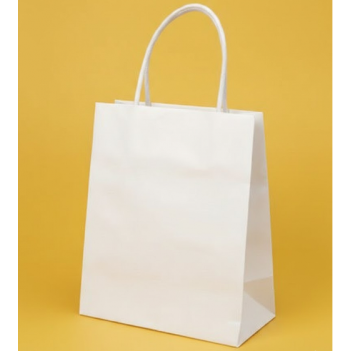 Крафт Пакет З Вашим Логотипом Білого Кольору 19х28cм Кручена ручка 