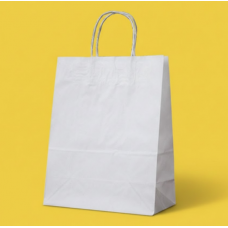 Крафт Пакет З Вашим Логотипом Білого Кольору 19х28cм Кручена ручка 