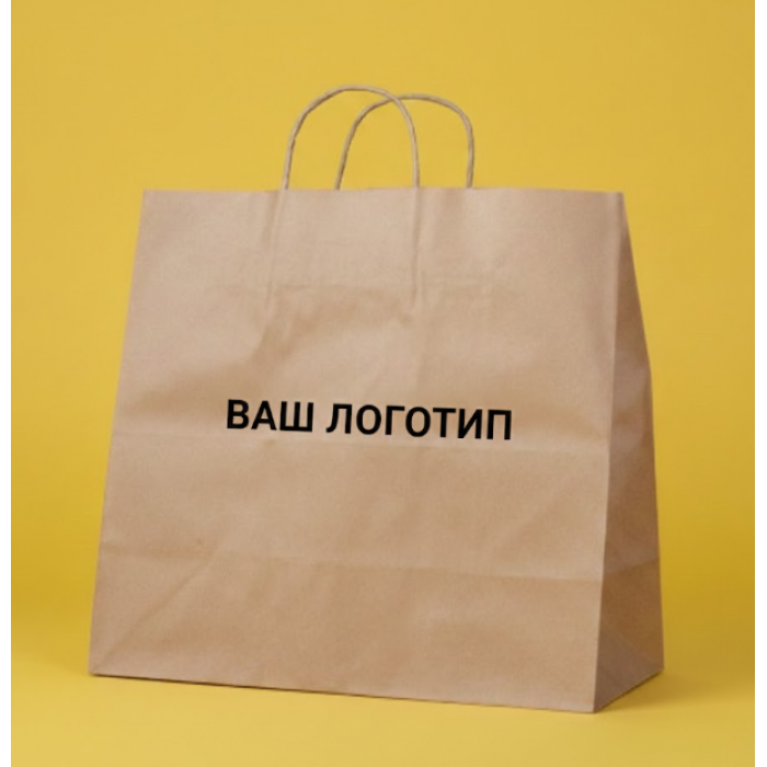 Крафт Пакет З Вашим Логотипом Бурого Кольору 32х30cм Кручена ручка 