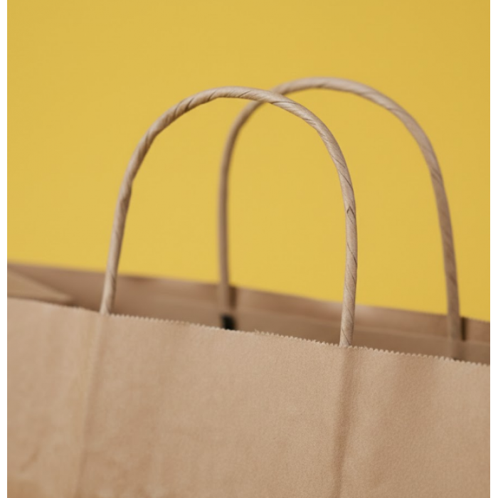 Крафт Пакет З Вашим Логотипом Бурого Кольору 32х30cм Кручена ручка 