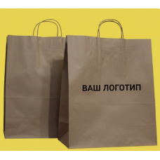 Крафт Пакет З Вашим Логотипом Бурого Кольору 32х42cм Кручена ручка