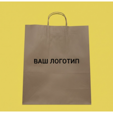 Крафт Пакет З Вашим Логотипом Бурого Кольору 32х42cм Кручена ручка