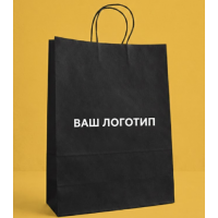 Крафт Пакет З Вашим Логотипом Чорного Кольору 26х35cм Кручена ручка