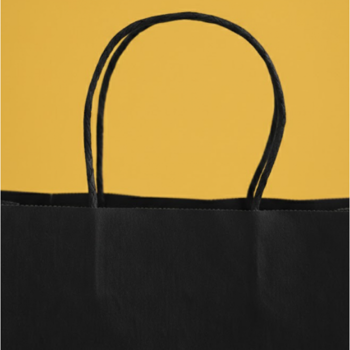 Крафт Пакет З Вашим Логотипом Чорного Кольору 26х35cм Кручена ручка