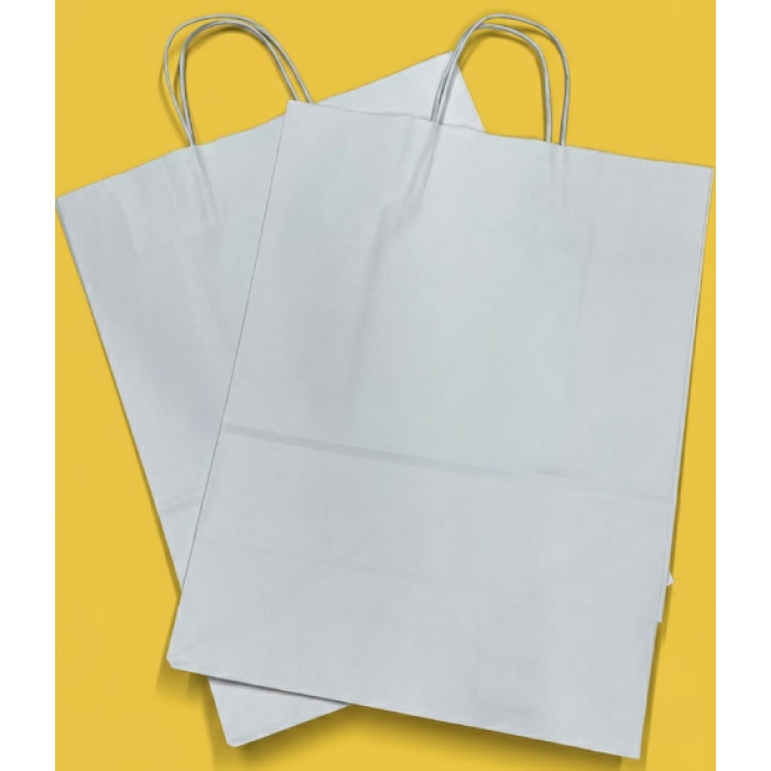 Крафт Пакет З Вашим Логотипом Білого Кольору 25х35cм Кручена ручка 