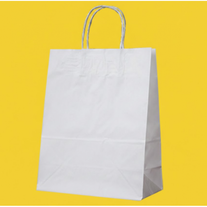 Крафт Пакет З Вашим Логотипом Білого Кольору 25х35cм Кручена ручка 