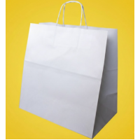 Крафт Пакет З Вашим Логотипом Білого Кольору 32х30cм Кручена ручка 