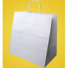 Крафт Пакет З Вашим Логотипом Білого Кольору 32х30cм Кручена ручка 