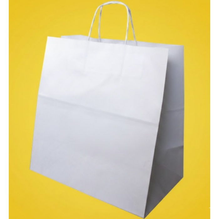 Крафт Пакет З Вашим Логотипом Білого Кольору 32х30cм Кручена ручка 