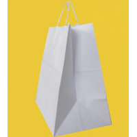 Крафт Пакет З Вашим Логотипом Білого Кольору 32х30cм Кручена ручка 