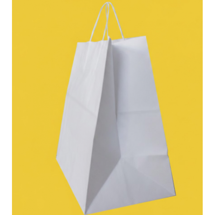 Крафт Пакет З Вашим Логотипом Білого Кольору 32х30cм Кручена ручка 