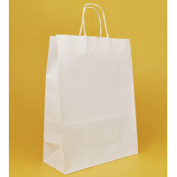 Крафт Пакет С Вашим Логотипом Белого Цвета 32х42cм Крученая ручка