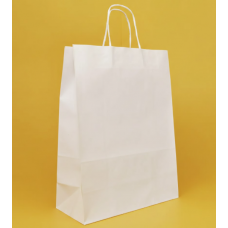 Крафт Пакет З Вашим Логотипом Білого Кольору 32х42cм Кручена ручка