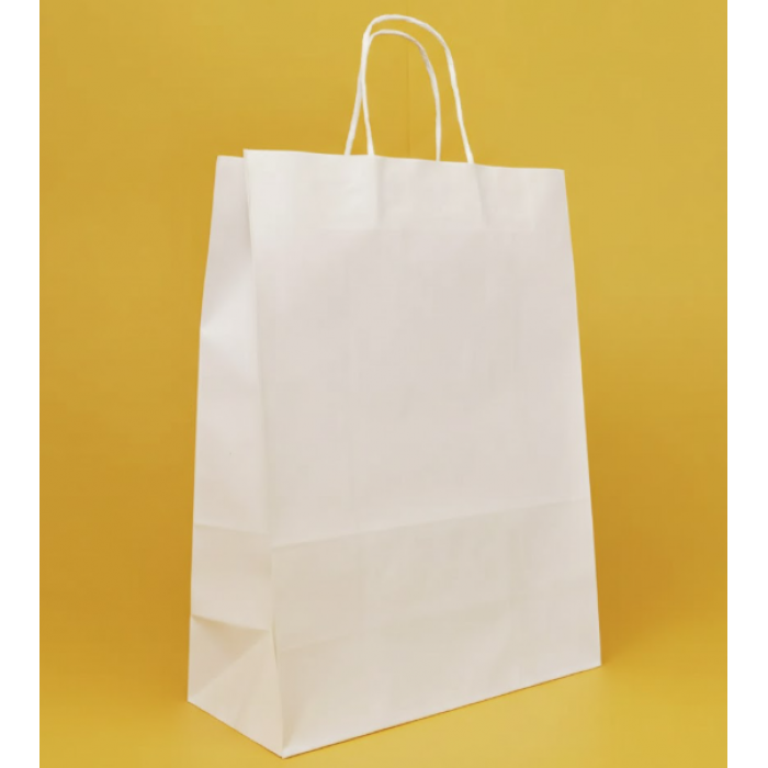 Крафт Пакет З Вашим Логотипом Білого Кольору 32х42cм Кручена ручка