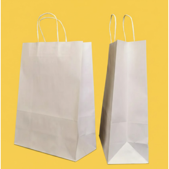 Крафт Пакет З Вашим Логотипом Білого Кольору 32х42cм Кручена ручка