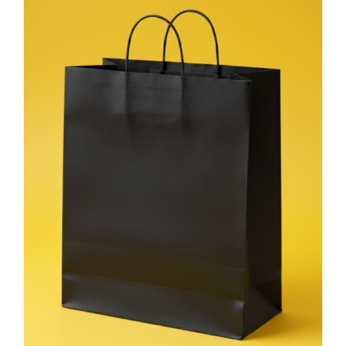 Крафт Пакет З Вашим Логотипом Чорного Кольору 32х41cм Кручена ручка 