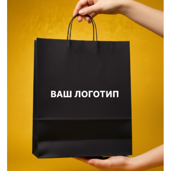 Крафт Пакет З Вашим Логотипом Чорного Кольору 32х41cм Кручена ручка 