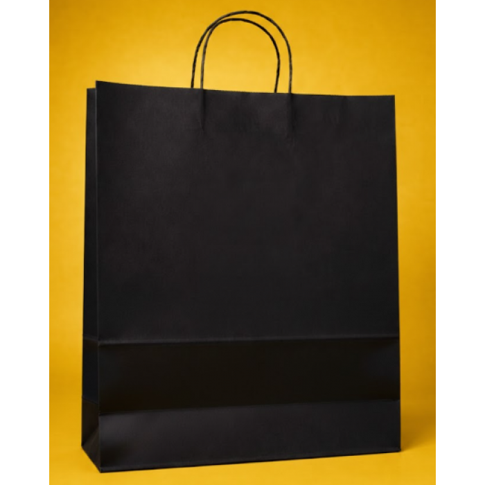 Крафт Пакет З Вашим Логотипом Чорного Кольору 32х41cм Кручена ручка 