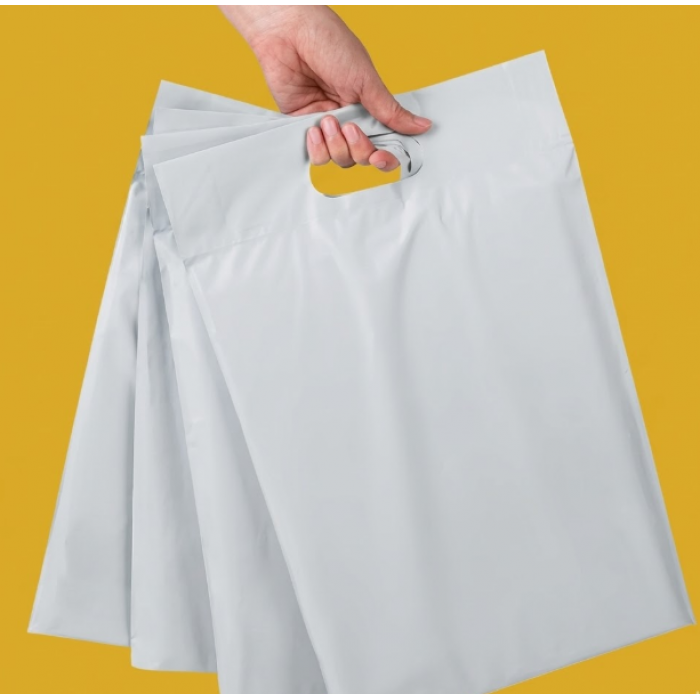 Білий Кур'єрський Пакет з ручкою 30х34см 40 см клапан З Вашим Логотипом