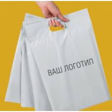 Білий Кур'єрський Пакет з ручкою 30х34см 40 см клапан З Вашим Логотипом